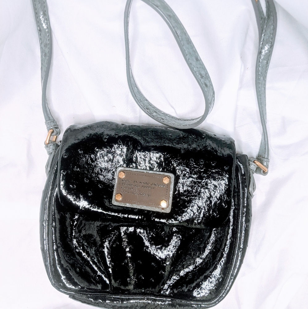 Marc by Marc Jacobs black embossed patent bag